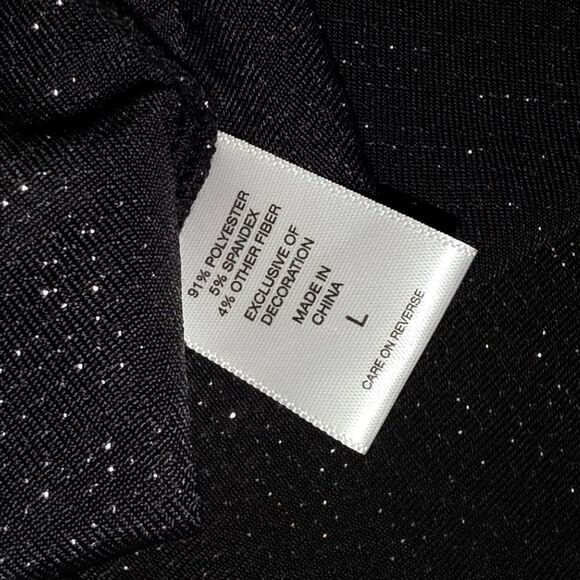 New York & Company Black Asymmetrical Glitter Poncho Tunic Top Size Large - Picture 6 of 7